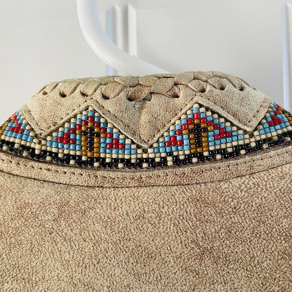 Vintage Tribe America Leathers Western Fringe Warrior Jacket Beaded Bone 6 USA - Picture 9 of 16